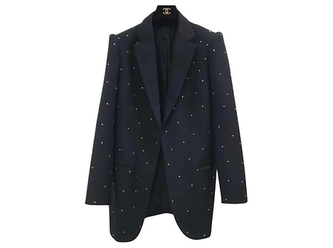 Chanel Balenciaga Rhinestone Jacket Blazer Black Wood  ref.1178028