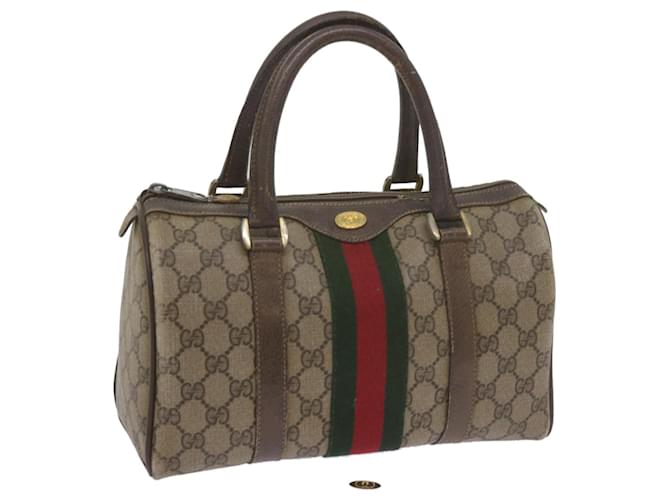 GUCCI GG Supreme Web Sherry Line Hand Bag Beige Red Green 69 02 006 auth 60884  ref.1178076