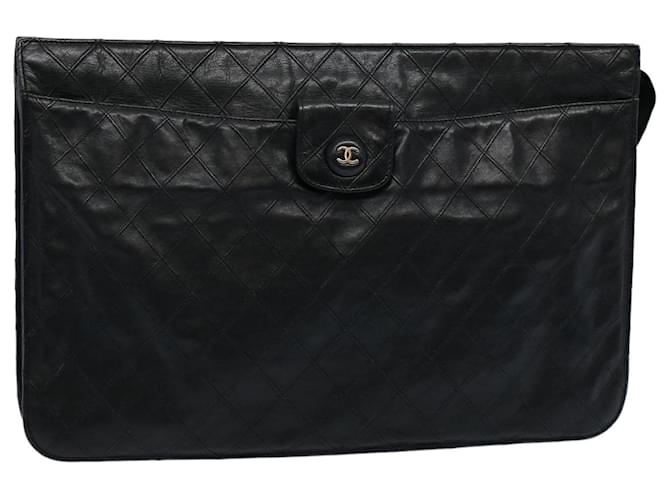 CHANEL Porte-documents Bicolole Peau d'agneau Noir CC Auth am5376  ref.1178088