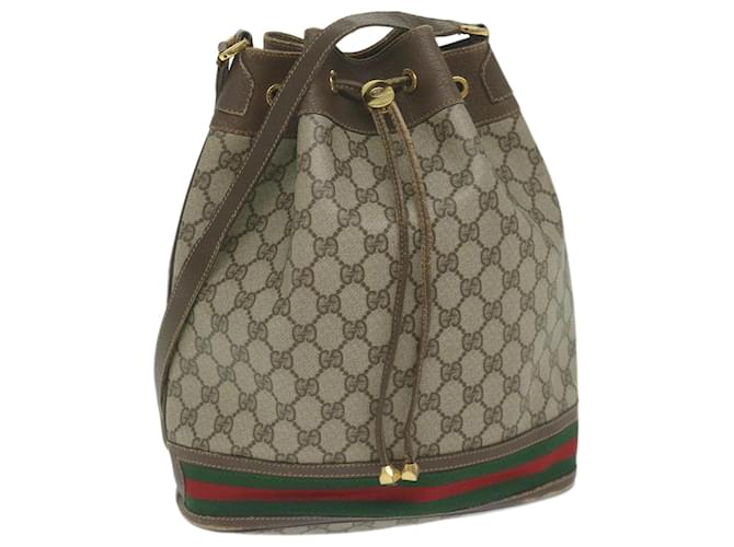 GUCCI GG Supreme Web Sherry Line Shoulder Bag Beige Red 164 02 085 auth 61841  ref.1178188