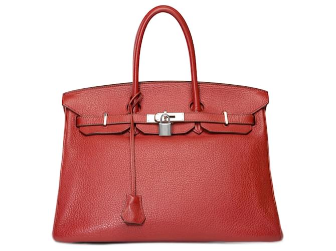 Hermès Bolsa HERMES BIRKIN 35 em couro vermelho - 101632  ref.1178223