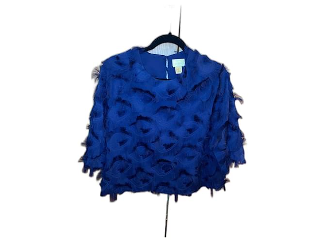 Autre Marque H&M Blouse bleu foncé avec drapé Coton  ref.1178248