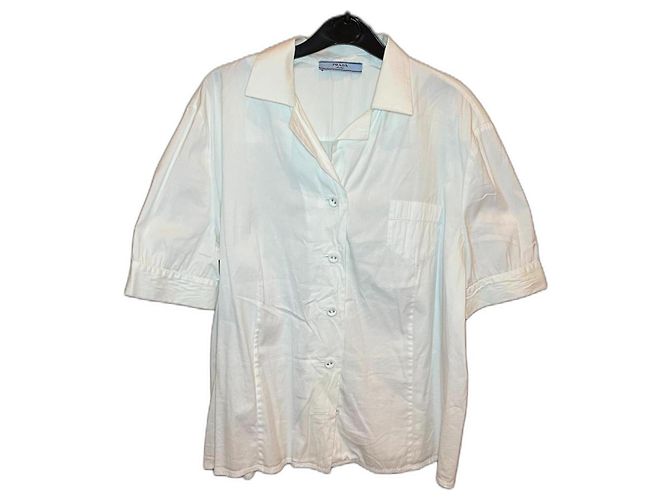 Camisa de algodón blanca Prada Blanco