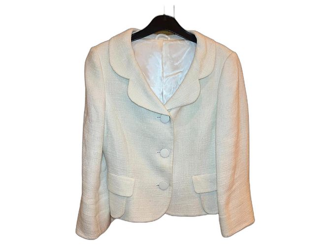Abrigo Blazer Hobbs Crema de Algodón