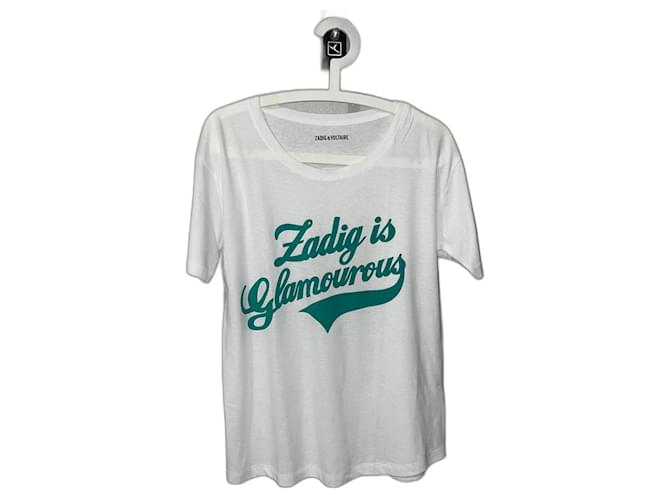 Camiseta Zadig & Voltaire Talla única Camiseta Glamour Blanco Algodón  ref.1178261