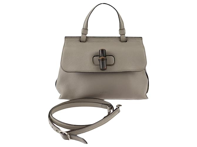 Gucci Bamboo daily Grey Leather  ref.1178425