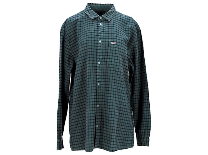 Tommy Hilfiger Camisa masculina de manga comprida com ajuste regular Verde Verde oliva Algodão  ref.1178777