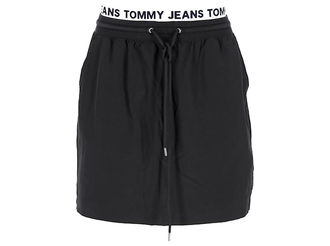 Tommy Hilfiger Minifalda elástica con logo para mujer Negro Poliéster  ref.1178786
