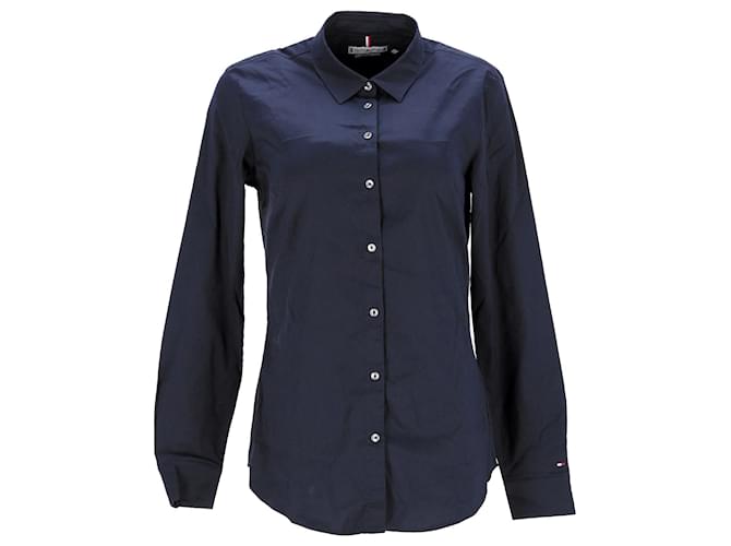 Tommy Hilfiger Womens Heritage Slim Fit Shirt Navy blue Cotton  ref.1178789