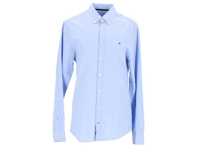 Tommy Hilfiger Camisa Oxford justa masculina Azul Azul claro Algodão  ref.1178791