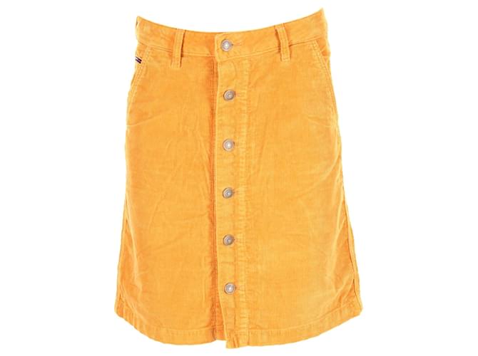Tommy Hilfiger Womens A Line Corduroy Skirt Yellow Camel Cotton  ref.1178794