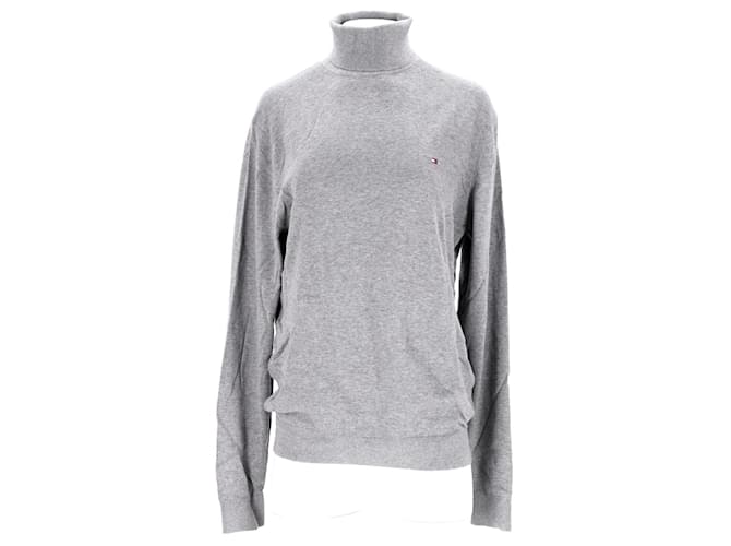 Suéter masculino Tommy Hilfiger de algodão orgânico e seda com gola redonda em algodão cinza  ref.1178795