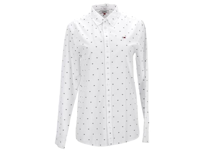 Tommy Hilfiger Camisa masculina slim fit de manga comprida em tecido Branco Algodão  ref.1178821