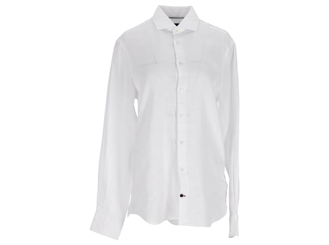 Tommy Hilfiger Mens Linen Classic Slim Shirt White  ref.1178822