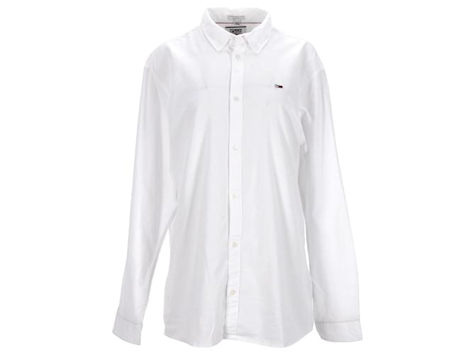 Tommy Hilfiger Mens Slim Fit Long Sleeve Shirt Woven Top White Cotton  ref.1178825