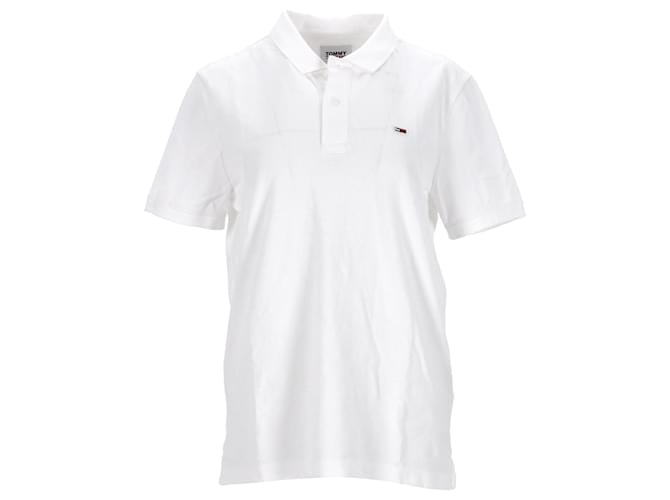 Tommy Hilfiger Klassisches Slim-Fit-Stretch-Polo für Herren Weiß Baumwolle  ref.1178834