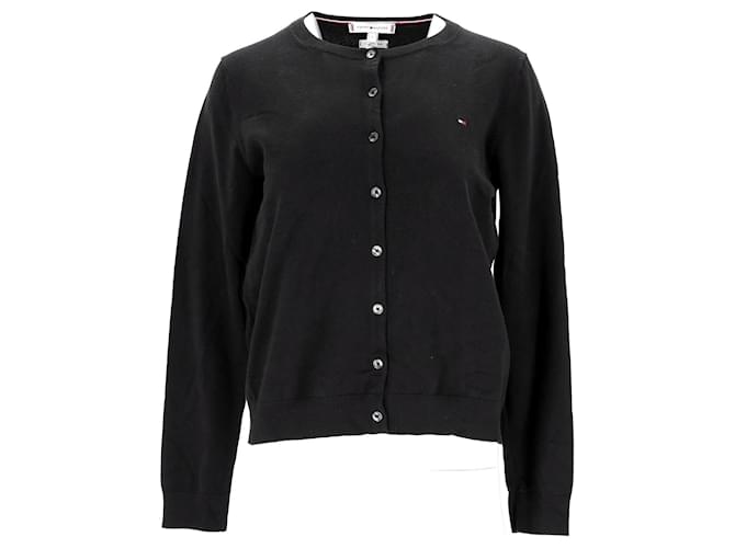 Tommy Hilfiger Womens Heritage Button Up Cardigan Black Cotton  ref.1178836