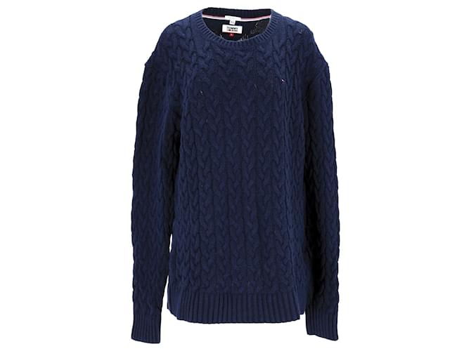 Tommy Hilfiger Suéter masculino de malha com mistura de lã Azul marinho Algodão  ref.1178839