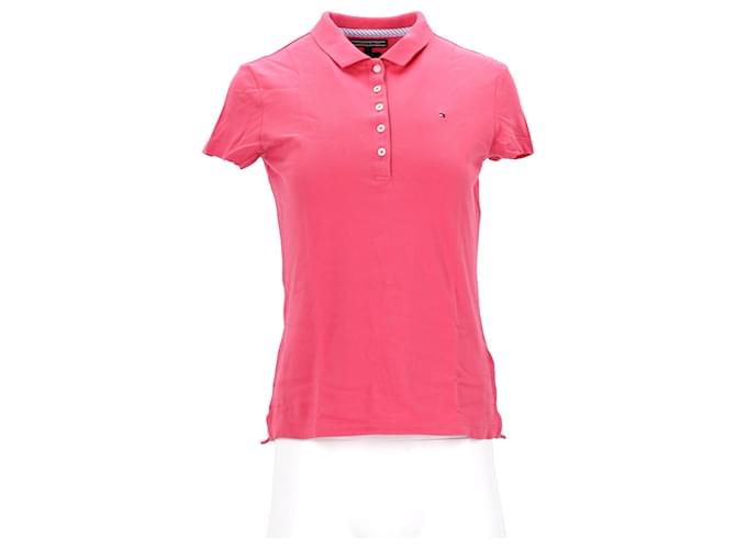 Tommy Hilfiger Damen Slim Fit bedrucktes Poloshirt aus rosa Baumwolle Pink  ref.1178845