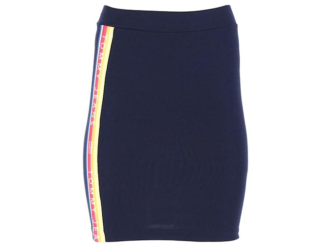 Tommy Hilfiger Womens Logo Tape Bodycon Skirt Navy blue Polyester  ref.1178865