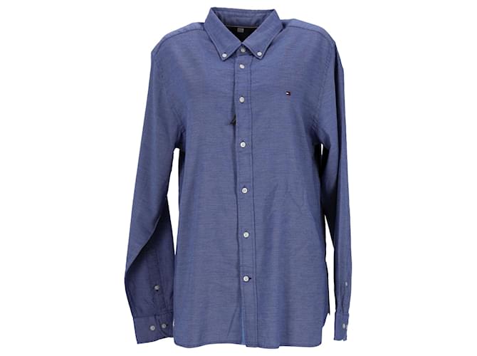 Tommy Hilfiger Camisa masculina Th Flex de algodão Dobby Azul  ref.1178880