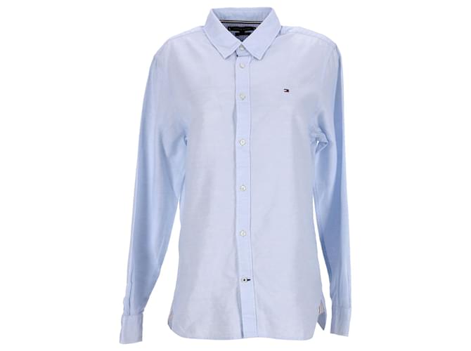 Tommy Hilfiger Camisa de sarga de lino y algodón para hombre Azul Azul claro  ref.1178887