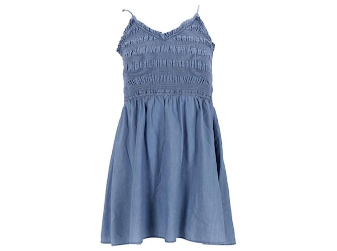 Tommy Hilfiger Womens Shirred Chambray Smock Dress Blue Cotton  ref.1178889