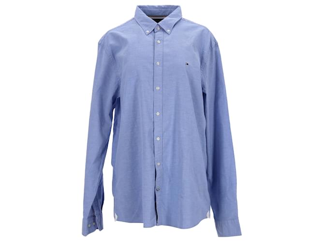 Tommy Hilfiger Camisa Oxford Slim Fit Masculina Azul Azul claro Algodão  ref.1178896