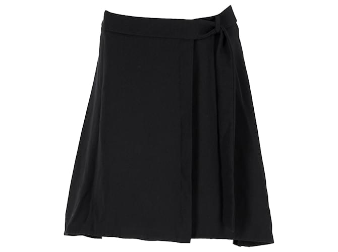 Tommy Hilfiger Mini-jupe portefeuille ceinturée pour femme Polyester Noir  ref.1178898