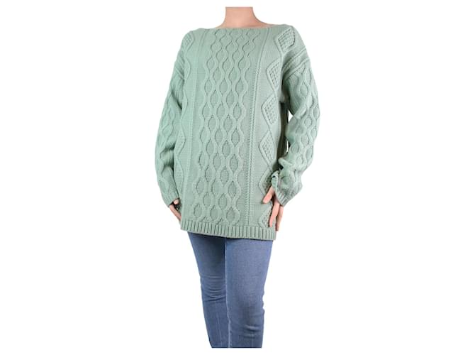 Self portrait Green oversized cable knit jumper - size S Wool  ref.1178920