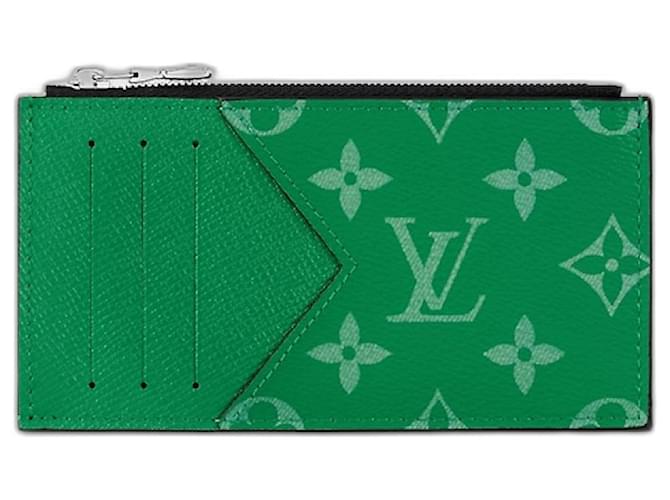 Louis Vuitton LV Münzkartenhalter grün Taigarama Leder  ref.1178939