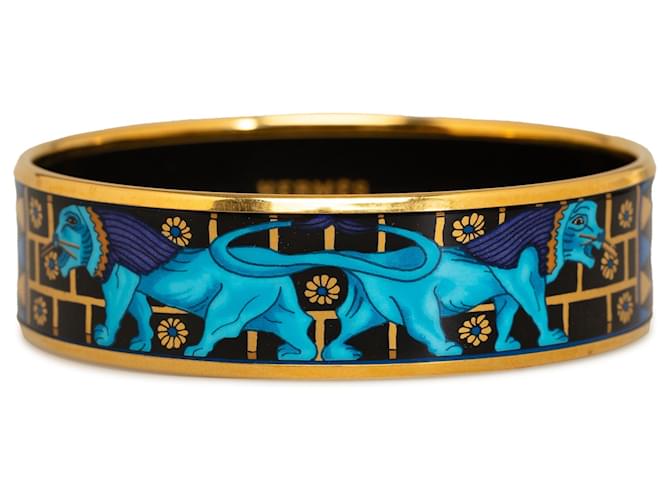 Hermès Bracciale rigido smaltato blu Hermes Metallo Smalto  ref.1178981