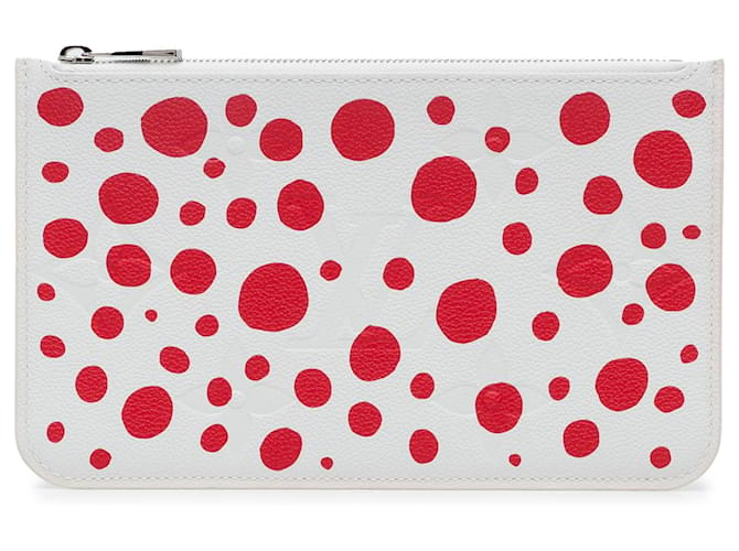 Pochette Neverfull con monogramma Infinity Dots bianca x Yayoi Kusama di Louis Vuitton Bianco Rosso Pelle  ref.1178990
