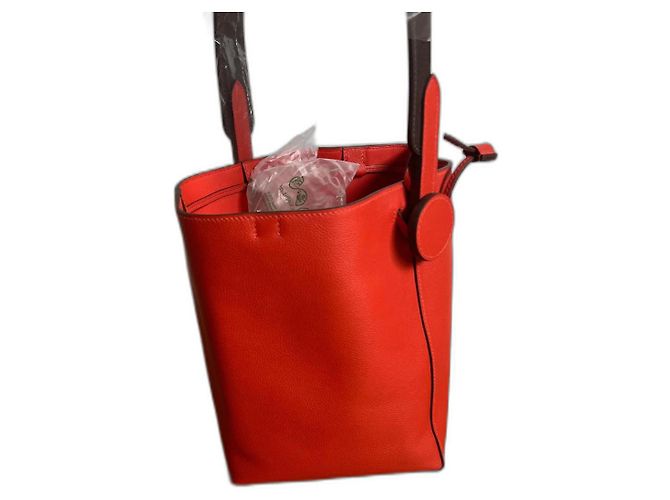 Borsa a secchiello Hermès Halter 17 in pelle arancione