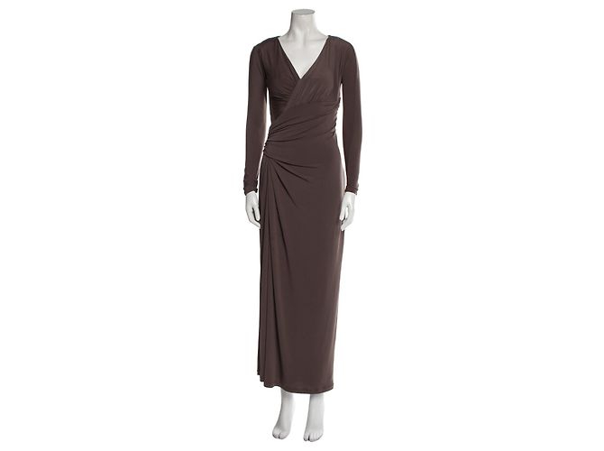 Abito da sera drappeggiato color talpa di Vera Wang Taupe