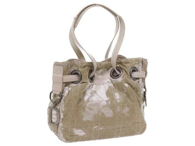 Christian Dior Canage Bolso De Hombro Con Cadena Nylon Beige Autenticación bs10299  ref.1179114