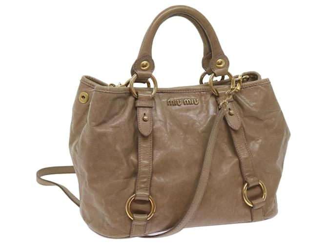 Miu Miu Hand Bag Leather 2way Brown Auth bs10362  ref.1179172