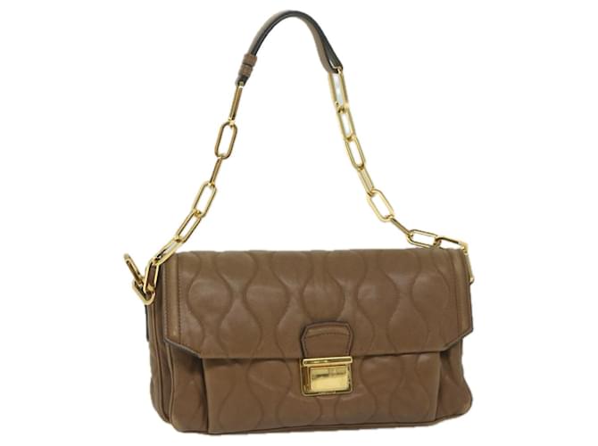 Miu Miu Sac à bandoulière en chaîne matelassé Cuir Marron Auth am5328  ref.1179203