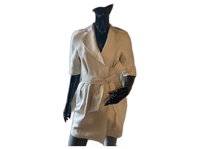 Stella Mc Cartney Trench coats Beige Cream Silk Cotton  ref.1179230