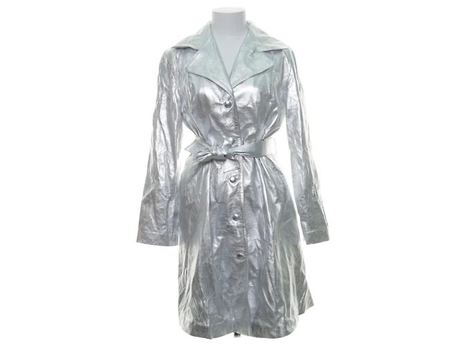 Autre Marque The Mighty Company Lederjacke Silber Metallic Größe M