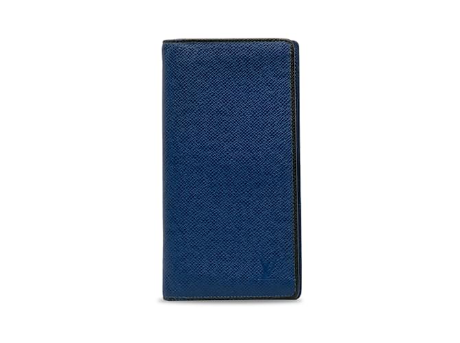 Portafoglio lungo bi-fold blu Louis Vuitton Taiga Portefeuille Brazza Pelle  ref.1179275