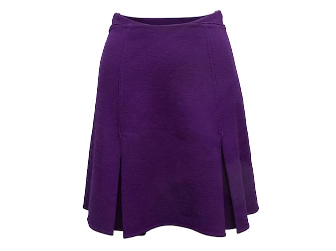 Autre Marque Dark Purple Chado by Ralph Rucci Pleated Wool Skirt Size US S  ref.1179286