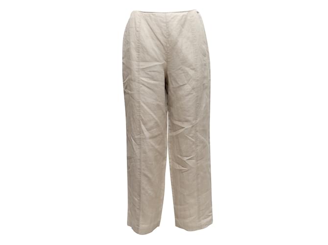 Pantalon en lin beige Chanel Taille FR 42  ref.1179291