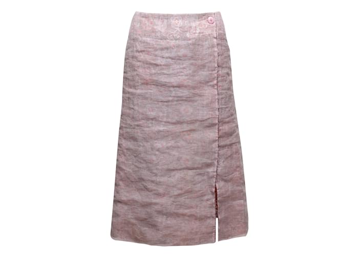 vintage Rose Clair & Multicolore Issey Miyake Jacquard Midi Jupe Taille 2 Synthétique  ref.1179294