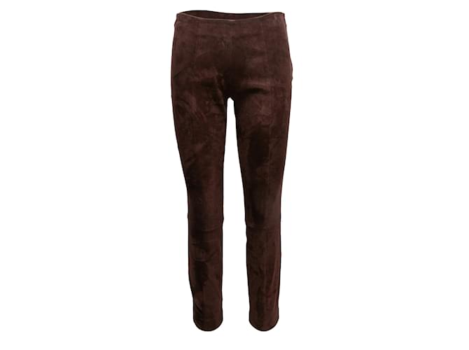 Pantalon skinny en daim marron The Row Taille US 4 Suede  ref.1179298