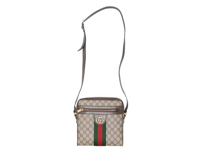 Bolso mensajero Gucci Ophidia con monograma gris pardo y multicolor Cuero  ref.1179325