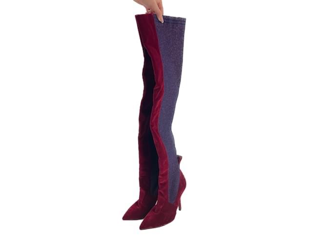 Bottes FENDI T.UE 39 velours Rouge  ref.1179418