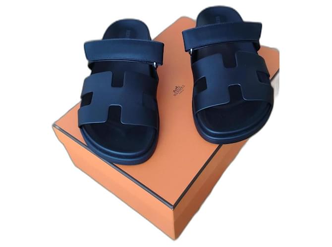 Sandales Hermès Chypré Cuir Noir  ref.1179475
