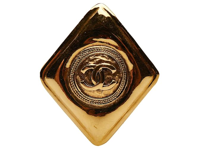 Broche Chanel Gold CC Dourado Metal Banhado a ouro  ref.1179482