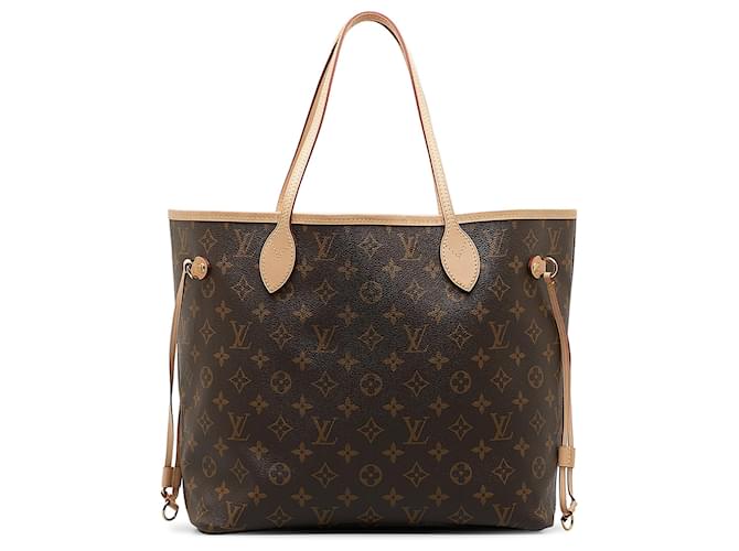 Louis Vuitton Brown Monogram Neverfull MM Leather Cloth  ref.1179485